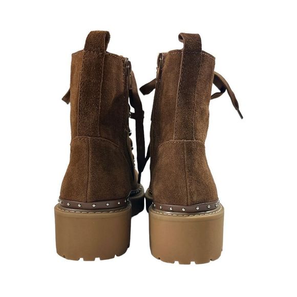 NWT Steve Madden Cognac Suede Leather Lace-Up Platform Ankle Boots 9.5 - Picture 6 of 9